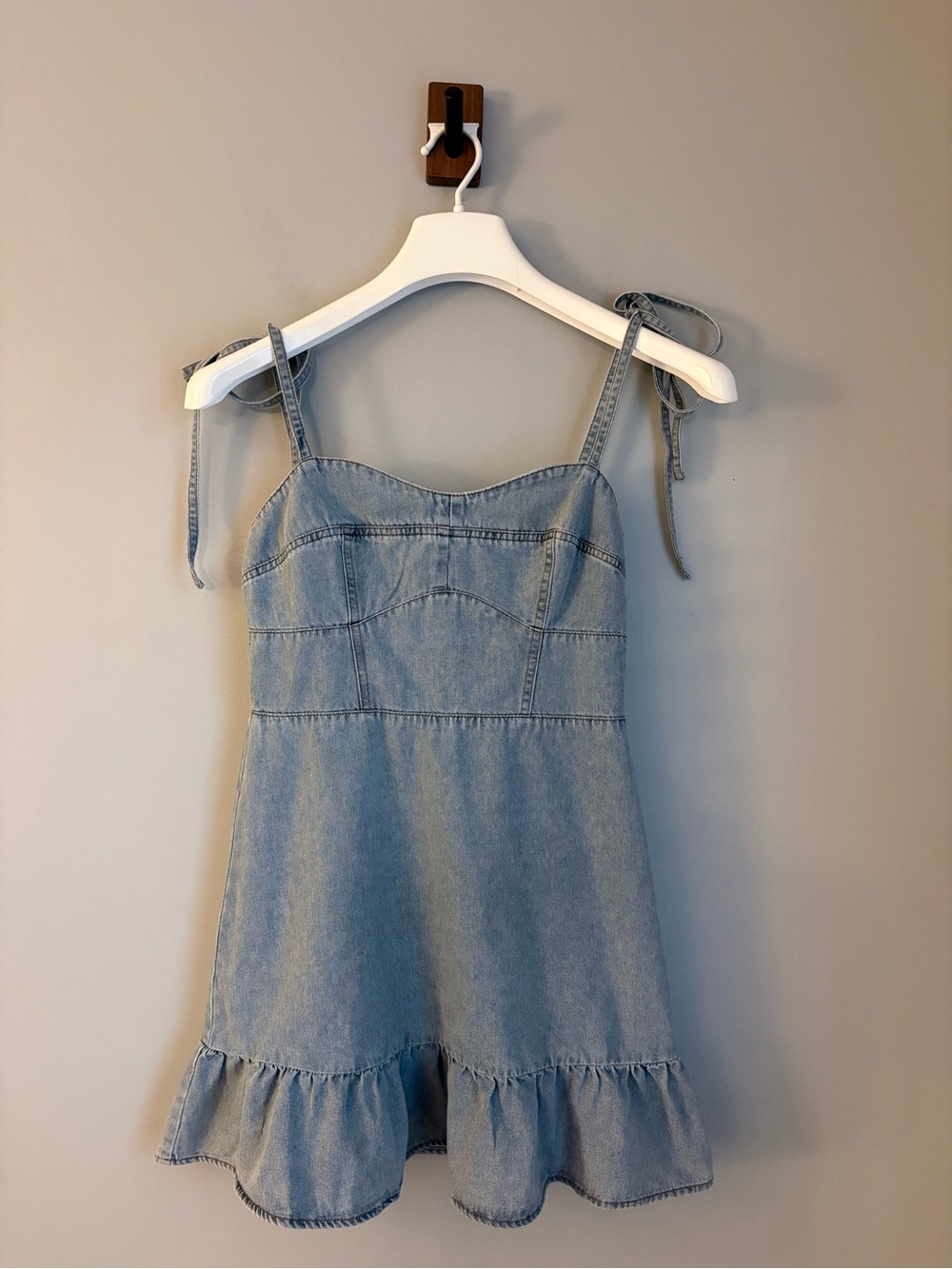 Day + Moon Tie-Strap Denim Mini Y2K Sundress